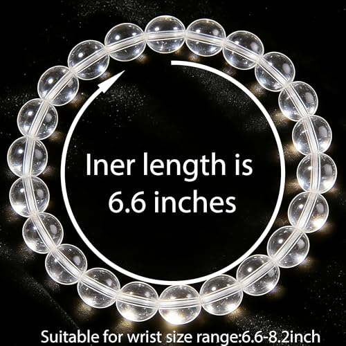 Handmade 8mm Beaded Bracelets For Men Protection Bracelet For Women Chakra Feng Shui Stretchy Handmade Lucky Money Stretchy Crystal Bracelets Best Gifts - color: Clear quartz