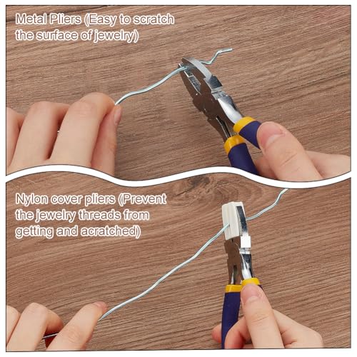 FINGERINSPIRE 48 PCS Plastic Flat Nose Plier Replacement Tips White Replacement Jaws for Flat Nose Pliers Plastic Plier Replacement Covers for Nylon Jaw Pliers Jewelry Pliers Tool Replace Accessories