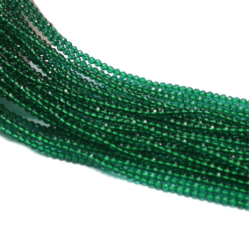 10 Strands Spinel Beads Artificial Faceted Small Round Loose Beads 3mm 15 inch for Jewelry Making Charms Necklace Bracelet - color: Green