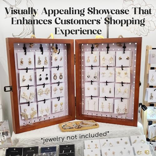 Tapeera Folding Peg Board Display Stand For Vendors 40 Hooks Included - Jewelry Display For Craft Show - Tabletop Pegboard Earring Display For Vendor Event - Bracelet Display Rack For Selling Keychain