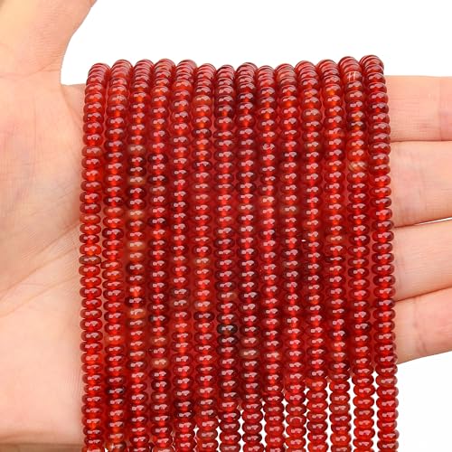 BONNY BOXX 1 Strand (150PCs) Natural 2 * 4mm Carnelian Rondelle Beads, Natural Abacus Disk Stone Beads Loose Spacer Gemstone for DIY Bracelet Necklace Jewelry Making - color: Carnelian, size: 2*4MM