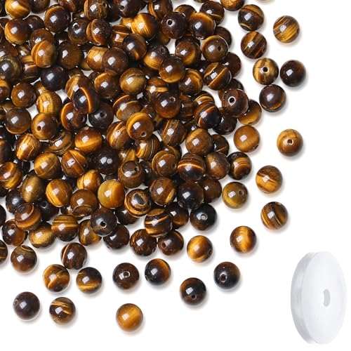 Natural Yellow Tigers Eye Beads 100Pcs 8mm Crystal Beads Loose DIY Round Stone Bead for Bracelet Necklace Earrings Making - color: A-Yellow Tigers Eye, size: 100pcs