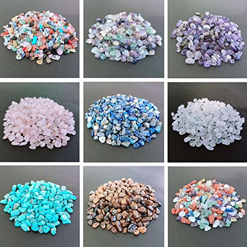 LAIDANLA Blue Turquoise 400pcs Natural Chip Stone Beads 5-8mm Healing Crystal Irregular Gemstones Drilled DIY Loose Rocks Bead Crystal for Bracelet Earrings Necklace Jewelry Making Crafting - color: C-Blue Turquoise
