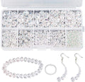 AIEX 900+ Pieces Crystal Beads Kit, Rondelle Faceted Glass Beads AB Crystal Beads Assorted Supplies for Jewelry Making Findings with Plastic Storage Box (2-10mm, Clear)
