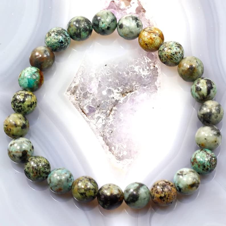 Zenkeeper 108 Pcs African Turquoise Beads for Jewelry Making 8 MM African Turquoise Gemstones Loose Stone Beads - color: African Turquoise, size: 8MM, 108pcs