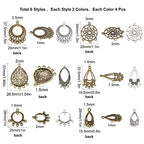 SUNNYCLUE 48Pcs 6 Styles 2 Colors Alloy Chandelier Component Links Charms Tibetan Style Earring Chandelier Filigree Pendants Findings for DIY Earring Necklace Jewellery Making Supplies Crafts - color: 48pcs 6 Styles 2 Colors