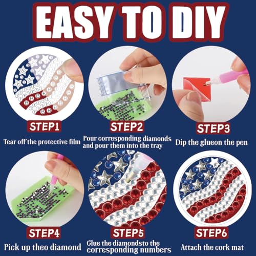 BEUNITONE Diamond Art Earring Making Kit for Adults, American Style Patterns DIY Jewellery Supplies with 12 Designs, Crystal Beads and Ear Hooks for Handmade Craft Gift - style: America