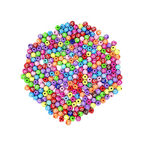 Honbay 300PCS Cross Small Round Spacer Beads Colorful Acrylic Round Loose Beads Cross Ball Beads for DIY Jewelry Necklaces Bracelets Earring Craft Making (8mm)