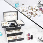 Dajasan Jewelry Organizer Box, Large Jewelry Boxes for Women Girls, Space-Saving 4 Layers Jewelry Storage Case with Drawer, Movable Metal Stand, Modern, Gift Idea (Black + Silver) - color: Black + Silver
