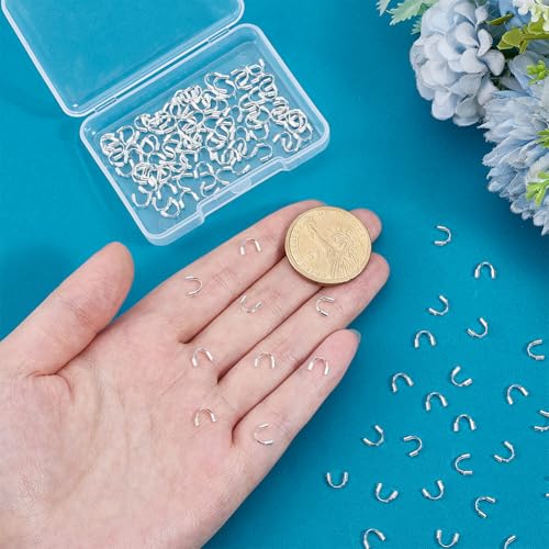PH PandaHall 120pcs Wire Guardians for Jewelry Making Stainless Steel Wire Guard Thread Protector, 6.3~7mm Silver Plated U Shape Loops for Necklace Clasp Earring Bracelet Wedding Decoration