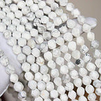 MJDCB Best Sellers Natural Stone Beads Faceted Polygon White Howlite Crystal Energy Stone Healing Power for Jewelry Making(8mm) - color: White Howlite