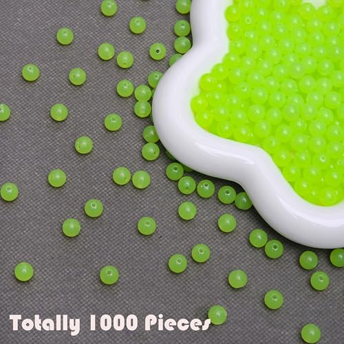 BONNY BOXX 1000PCs 6MM Jelly Light Green Acrylic Round Beads, Smooth Transparent Acrylic Balls, Plastic Resin Gumball Bubblegum Chunky Beads for Necklace & Bracelet Making, Crafting Supplies - color: Jelly Light Green, size: 6MM