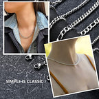 6 Pcs Silver Chains, Stainless Steel Cuban Link/Rope/Box/Figaro/Square Rolo/Wheat Chain Necklace Jewelry Set for Men Women - color: 18 inches