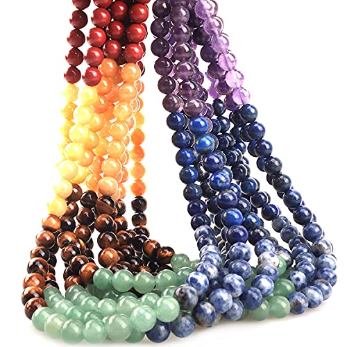 10mm Natural Colorful Stone Round Loose Stone Beads for Jewelry Making DIY Crafts Design 1 Strand 15" APPR.42pcs. - color: 7Colorful stone, size: 10mm