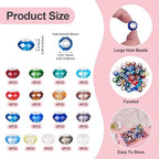 68 pcs 14mm Glass European Beads Large Hole Glass Beads Colorful Faceted Rondelle Loose Spacer Beads for DIY Craft Bracelet Necklace Earring Hole: 5mm - color: Blue Colorful