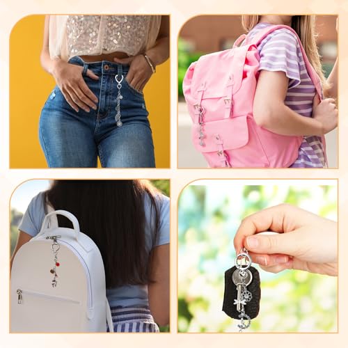 Liliaafar 48 Set Keychain Making Kit Gold Silver Metal Keychain Clips with Key Ring Swivel Snap Hook Lobster Claw Clasps Extender Chain Bulk for DIY Craft Lip Gloss Bag Accessories Gift (Silver) - color: Silver