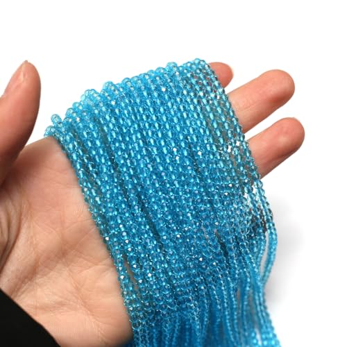 10 Strands Spinel Beads Artificial Faceted Small Round Loose Beads 3mm 15 inch for Jewelry Making Charms Necklace Bracelet - color: Blue
