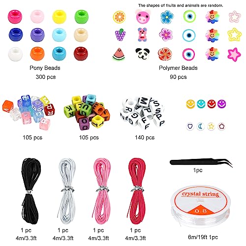 Dowsabel Bracelet Making Kit, Beads for Bracelets Making Pony, Kandi, Polymer Clay, Smile Face & Letter Beads for Jewelry Making, DIY Arts and Crafts Gifts Toys for Girls Age 6-12 - style: Classic
