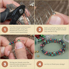 The Beadsmith Memory Wire & End Caps Set - Silver-Plated, 1 mm Thick, 2.25 in (60 mm) Diameter, 12 Bracelet Coils with 8 End Caps, Heavy-Gauge, Bracelet Making Kit, for Jewelry Making - color: Silver