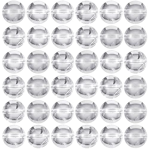 100Pcs Natural Stone Beads 6mm Crystal Quartz Round Gemstone Loose Beads with Elastic Bracelet String for Bracelets, Necklace, Jewelry Making - color: Clear Crystal Quartz, size: 6mm