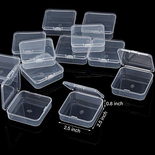 SATINIOR 12 Pack Clear Plastic Beads Storage Containers Box with Hinged Lid for Beads and More (2.52 x 2.52 x 0.79 Inch) - size: 2.52 x 2.52 x 0.79 Inch