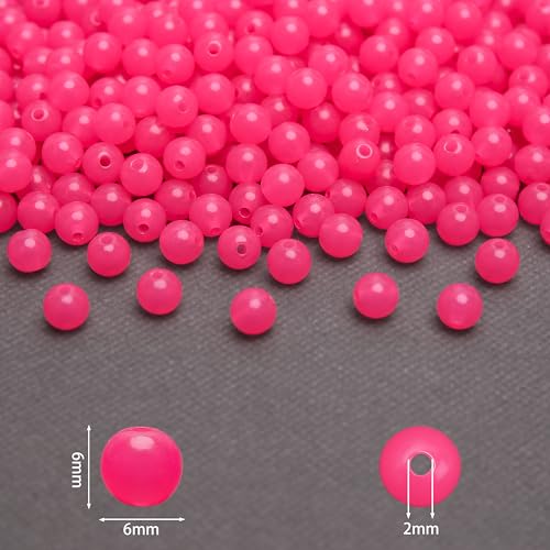 BONNY BOXX 1000PCs 6MM Jelly Rose Acrylic Round Beads, Smooth Transparent Acrylic Balls, Plastic Resin Gumball Bubblegum Chunky Beads for Necklace & Bracelet Making, Crafting Supplies - color: Jelly Rose, size: 6MM