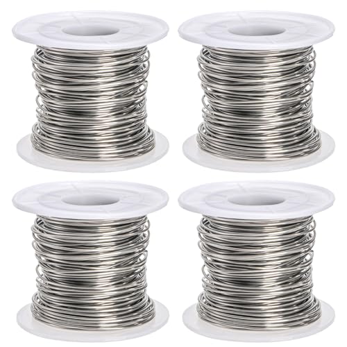 Okllen 4 Pack 18 Gauge Stainless Steel Wire, 1mm Jewelry Wire for Craft Making, Wrapping & Sculpting, 4 Rolls Total 340 ft