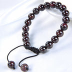 MASSIVE BEADS Natural Healing Power Gemstone Crystal Beads Unisex Adjustable Macrame Bracelets - color: Garnet, size: 6mm