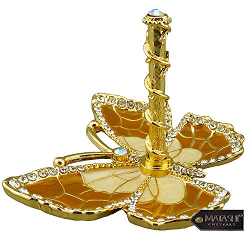 Matashi Floral and Butterfly Display Design Jewelry Stand Home Decorative Elegant Ring Holder Coffee Color - Gift for Mother's Day for Grandma - color: Brown