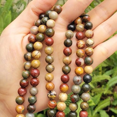 90pcs Adabele Natural Picasso Jasper Healing Gemstone 4mm (0.16 inch) Small Round Beads Gem Stone Spacer for Craft Jewelry Making GF10-4 - color: Picasso Jasper, size: 4mm (90pcs/1 Strand)