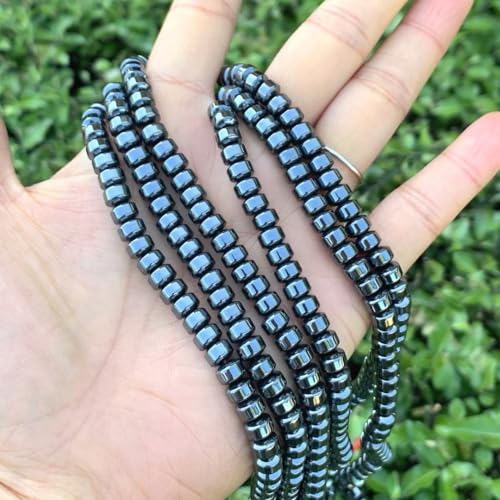 100pcs Adabele Grade A Natural Black Hematite Healing Gemstone 6mm x 4mm Round Rondelle Loose Beads Gem Stone Spacer for DIY Craft Jewelry Making GFC8-1 - color: Black Hematite, size: 6x4mm (100pcs/1 Strand)