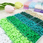 MIIIM Green Clay Beads Kit for Bracelets Making, Heishi Beads for Friendship Bracelet, Clay Charms and Gold Spacers for Jewelry Making, Crafts, Concert, Raves, Gifts - color: Green