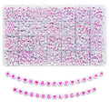 Looconi 1400pcs Pink Letter Beads 4x7mm White Round Acrylic Alphabet A-Z Heart Star Beads for Jewelry Making Bracelets Necklaces Key Chain - color: Pink