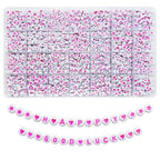 Looconi 1400pcs Pink Letter Beads 4x7mm White Round Acrylic Alphabet A-Z Heart Star Beads for Jewelry Making Bracelets Necklaces Key Chain - color: Pink