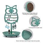 NIKKY HOME Earring Holder Stand Hanging Organizer Metal Jewelry Tree Cute Owl Ear Stud Holder Table Top Tower Rack with Ring Tray for Women Girls (134 Holes), Teal - color: Teal
