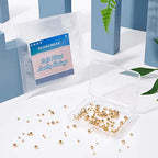 BENECREAT 200Pcs 18K Gold Plated Brass Beads Round Spacer Beads with 4 Mixed Size(0.5-1.5mm Hole) for Necklaces, Bracelets and Jewelry Making - color: Round-4 Sizes
