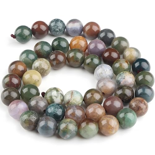 HAAMIIQII 6mm Natural Indian Agate Beads Round Gemstone Loose Beads for Jewelry Making 2 Strands (120-130pcs) - color: Indian Agate, size: 6mm (120-130pcs)