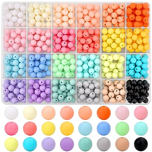 600Pcs 8mm Candy Color Matte Acrylic Round Beads, 24 Colors Assorted Plastic Bubble Gum Beads with Hole Loose Beads Bulk for Bracelets Necklace Jewelry Making DIY Crafts - color: Matte Acrylic Beads - 8MM