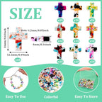 100 Pcs Turquoise Cross Beads Colorful Stone Cross Charms Synthetic Turquoise Stone Beads Easter Cross Crucifix Charms for Easter Holiday Bracelet Necklace Jewelry Making - color: Colorful-Cross