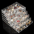 YUFONG Earring Holder Organizer Acrylic Earring Storage Box for Girls Women Jewelry Organizer Display Case with 100 Small Compartment (Clear, 5 Drawers)