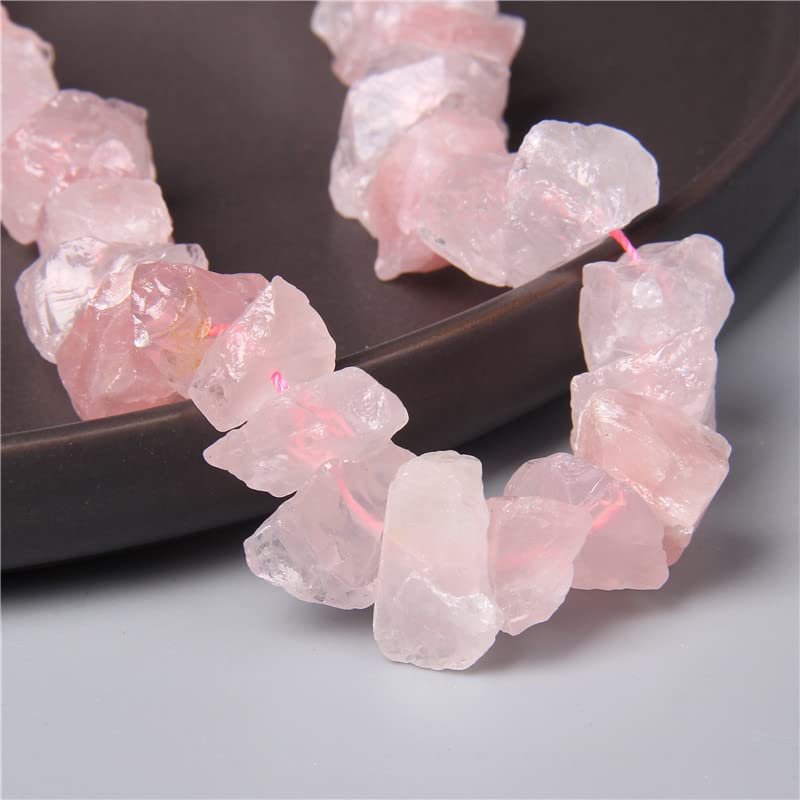 10-13mm Natural Irregular Freeform Raw Rose Quartz Stone Nugget Beads Reiki Crystal Healing Minerals Quartz Bead DIY Jewelry Making - color: Rose Quartz
