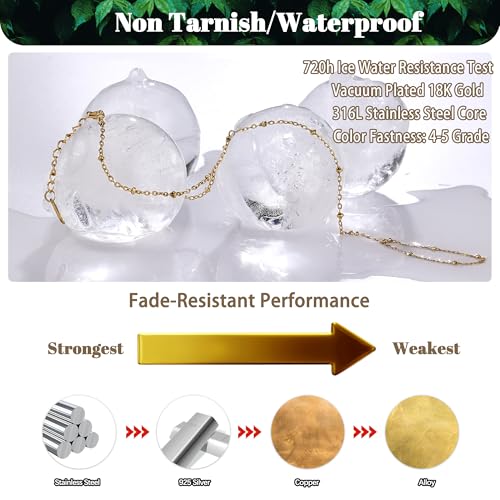 Gold Bracelets for Women Hand Chain Bracelet Stack Stainless Steel Non Tarnish Beach Jewelry Dainty Womens Bracelets Summer Essentials Trendy Handchain Link Bracelets for Women - color: Gold Bead Chain
