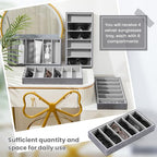 Juexica 4 Pcs Velvet Sunglasses Organizer Tray 6 Grid Sunglass Organizer Velvet Tray Stackable Glasses Display Case for Women Glasses Jewelry Display Watch (Gray) - color: Gray