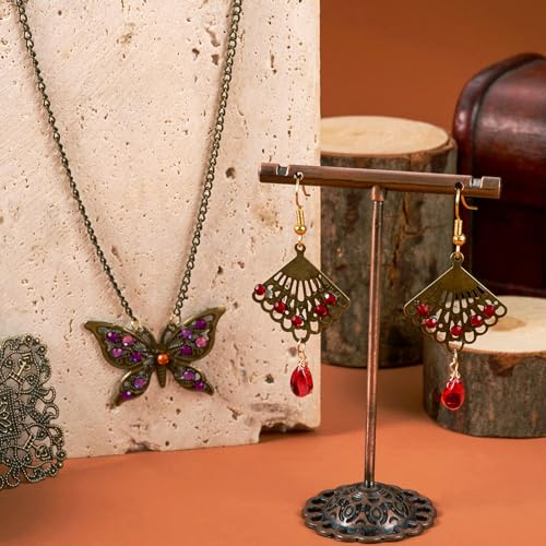 Cheriswelry 84pcs Tibetan Iron Filigree Joiners Antique Bronze Vintage Link Charms Rhombus Flower Butterfly Triangle Teardrop Metal Necklace Pendants 23~73.5mm for DIY Craft Jewelry Making