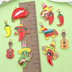 Sailanzi 20pcs Alloy enamel Mexican style chili cactus Jewelry Making DIY Keychain Earrings Pendant Various Design Charms for Jewelry Making Bracelets Necklace(SN1097) - color: SN1097