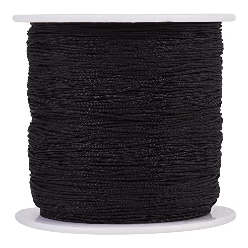 150 Yards 0.5mm Black Nylon Cord Chinese Knotting Cord Friendship Bracelet String Nylon Beading Thread for Kumihimo Necklace Jewelry Tassels Craft - color: Black, size: 0.5mm