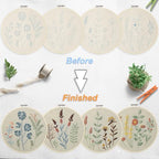 Bonroy 4 Sets Embroidery Kit for Beginners,Embroidery Kit for Art Craft Handy Sewing Include Embroidery Clothes with Pattern,Embroidery Hoops, Instructions,Color Threads Needle Kit (Multi 5) - color: Multi 5