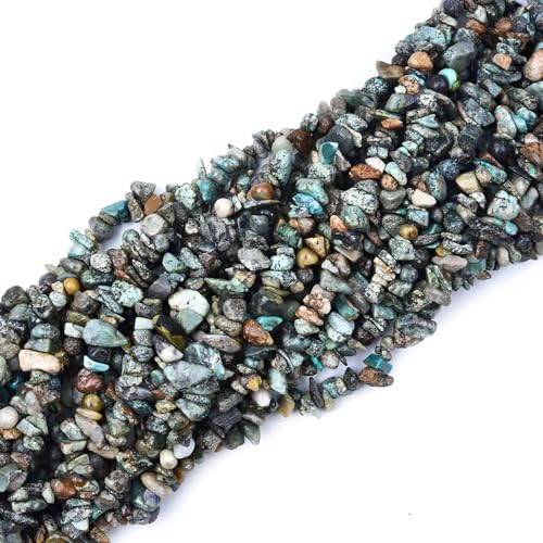 HAAMIIQII 5-8mm Natural African Turquoise Chips Beads Genuine Real Irregular Freeform Chip Loose Gemstone Beads Energy Healing Beads for Jewelry Making Strand 30 Inch - color: African Turquoise