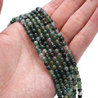 BEADIA Natural Moss Agate Stone Round Loose Semi Gemstone Beads for Jewelry Making 4MM 38cm/Strand - color: Moss Agate, size: 4mm