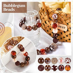 Ferreve 20 Pcs Chunky Bubblegum Beads 20mm Focal Pen Large Rhinestone Pearl Beads for DIY Beadable Pen School Jewelry Making Keychain Craft Making(Brown) - color: Brown